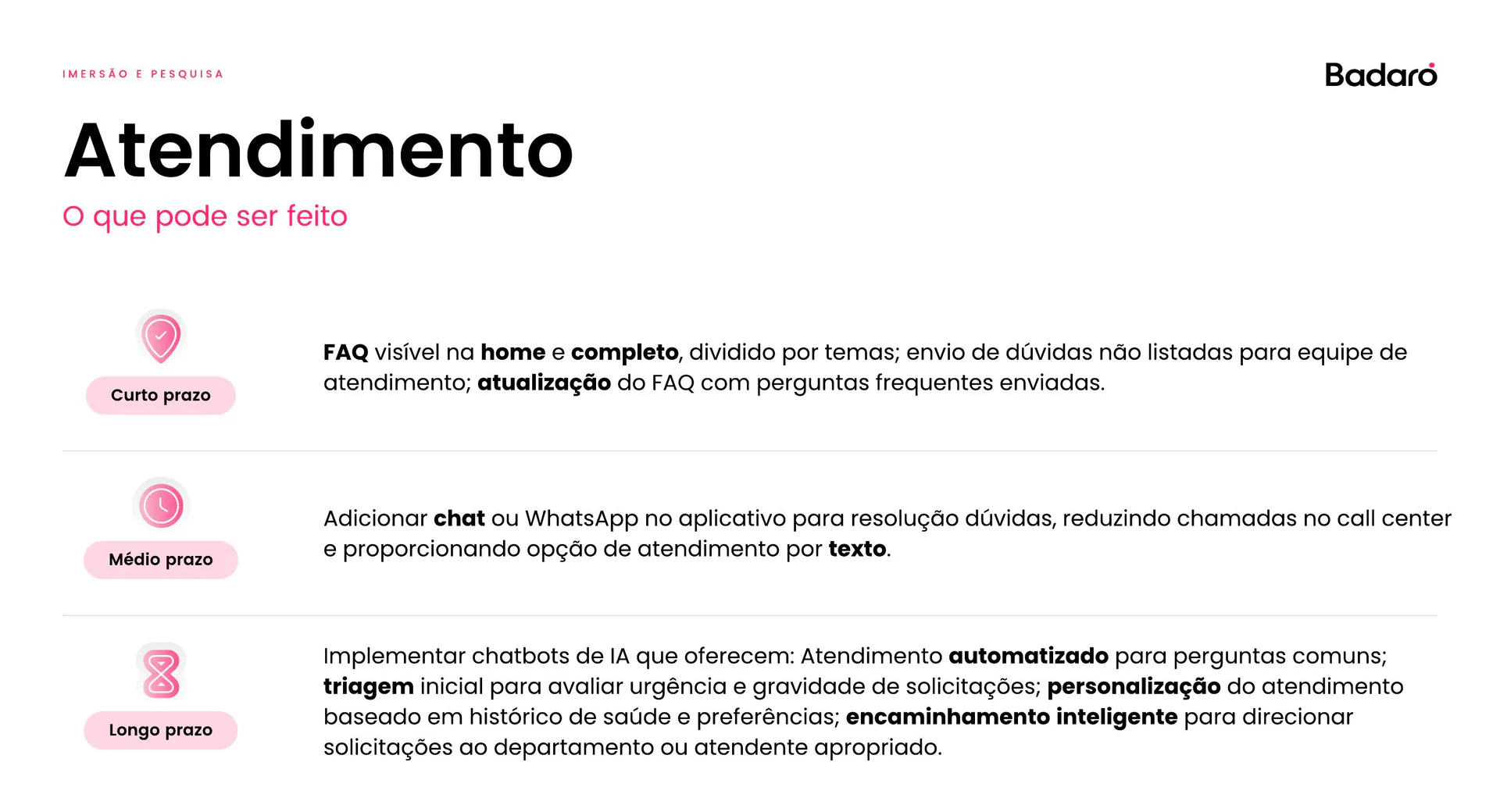 Área de oportunidade — Apoio ao cliente.