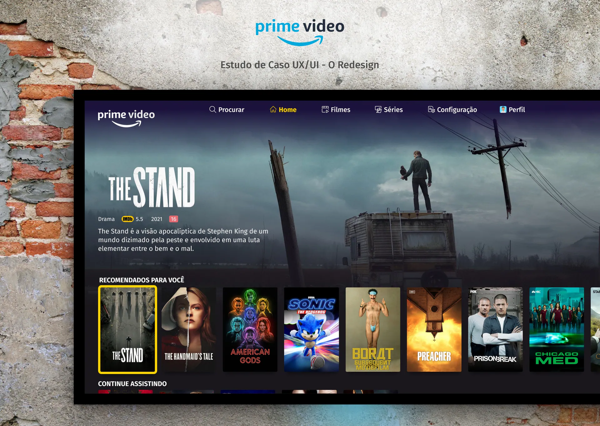 Mockup de televisão exibindo a experiência casa Amazon Prime Video redesenhada.