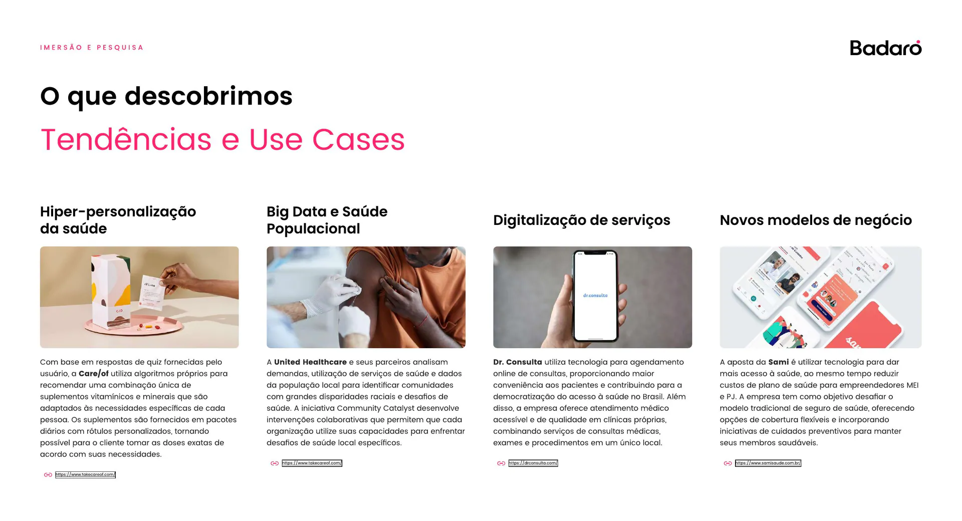 Tendências e casos de utilização — referências à inovação.