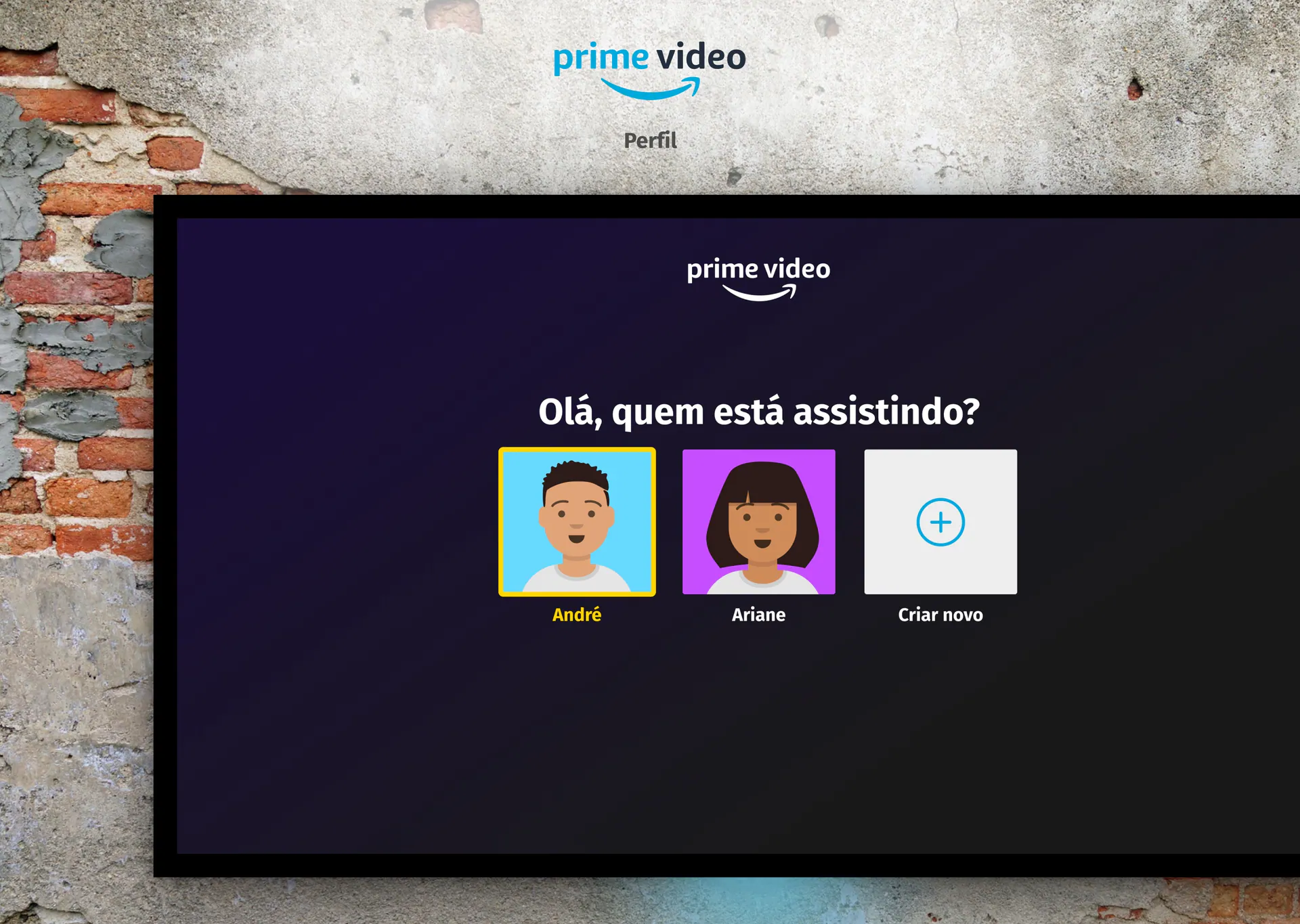 Tela de seleção de perfil com uma escolha de avatars.