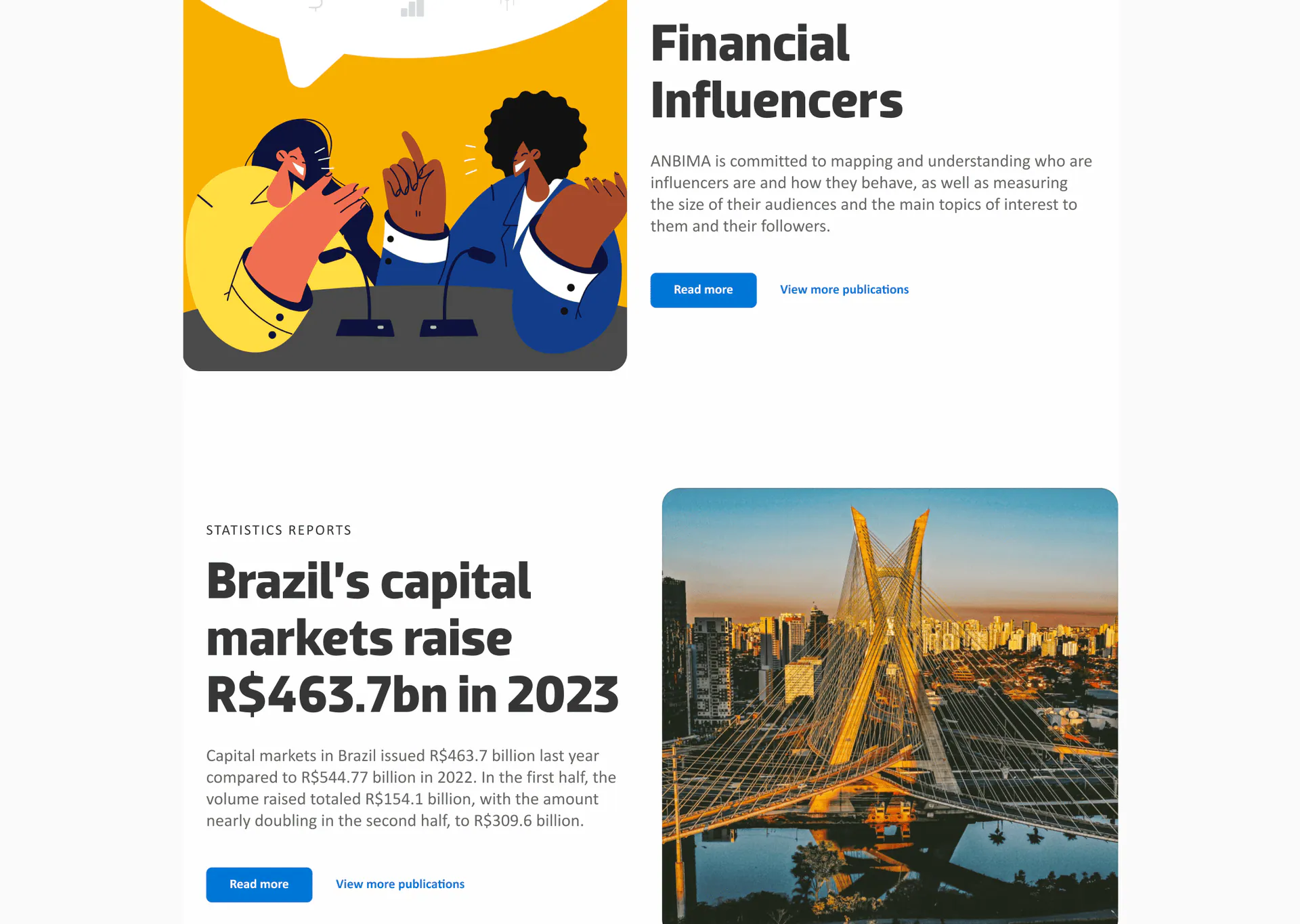 O protótipo da página de informação financeira ANBIMA.